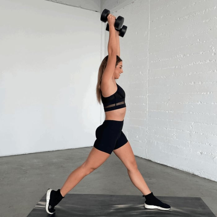 Reverse lunge with tricep dips